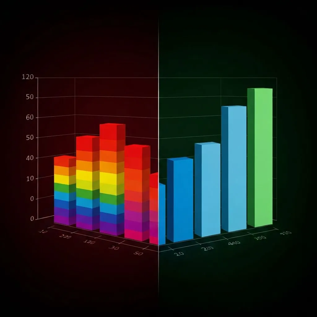 Errori comuni nei grafici a barre rispetto al design professionale: effetti 3D, asse troncato e colori arcobaleno