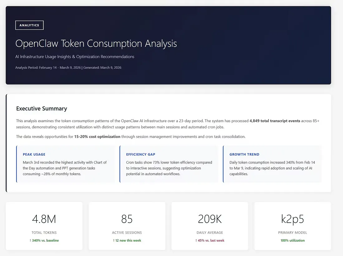 KPI tiles, tabs, charts, heatmap highlights from the generated dashboard